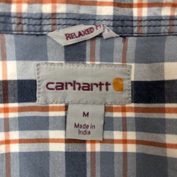 CARHARTT Relaxed Fit Short Sleeve Button Down Blue Plaid Size Medium - Picture 3 of 4